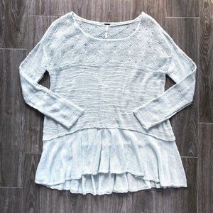 FREE PEOPLE Mint Seashell Lace Peplum Knit Sweater